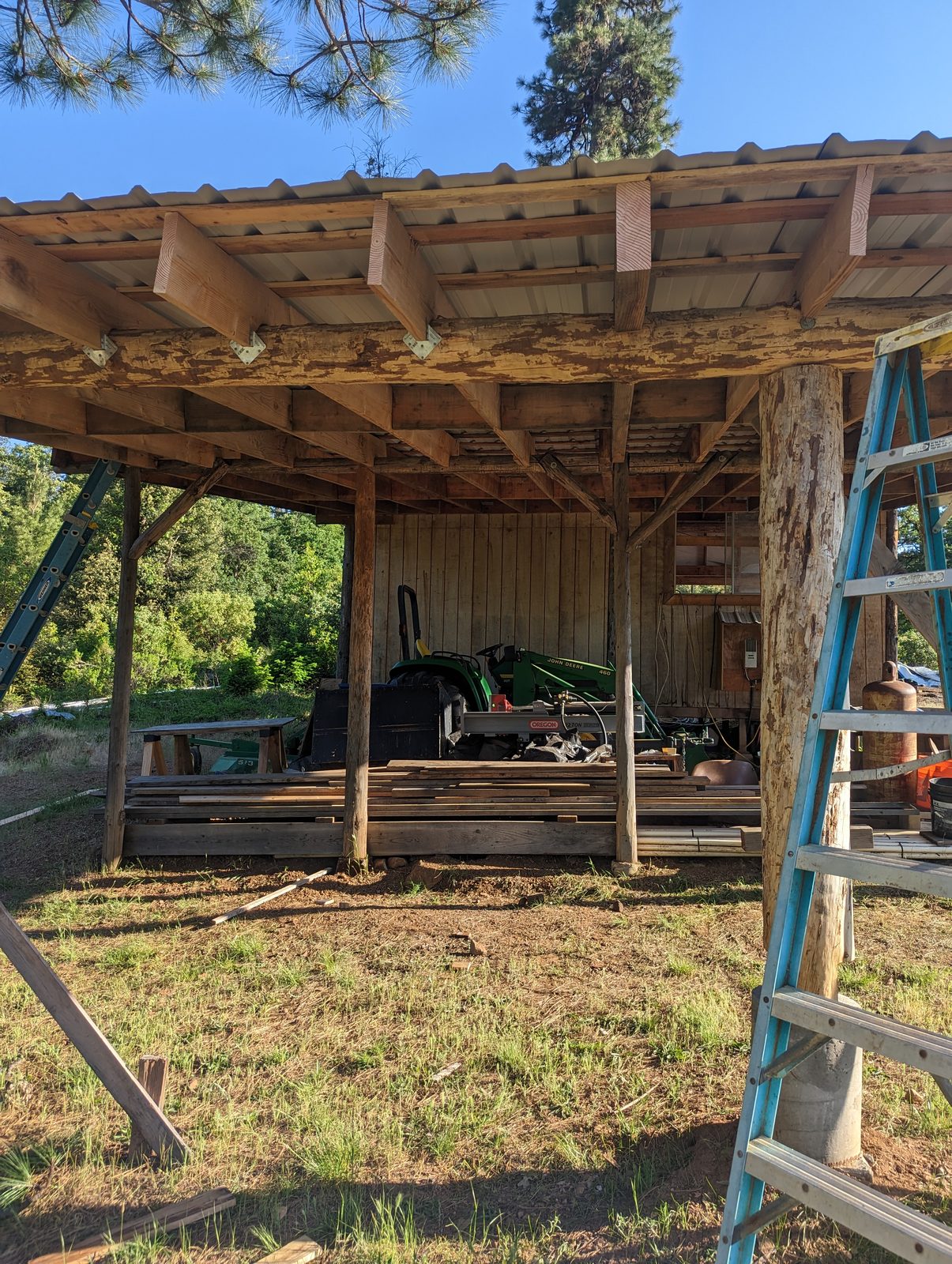 Custom timber-frame patio cover built by NorCal Exterior, serving Ferndale and the Eel River Delta