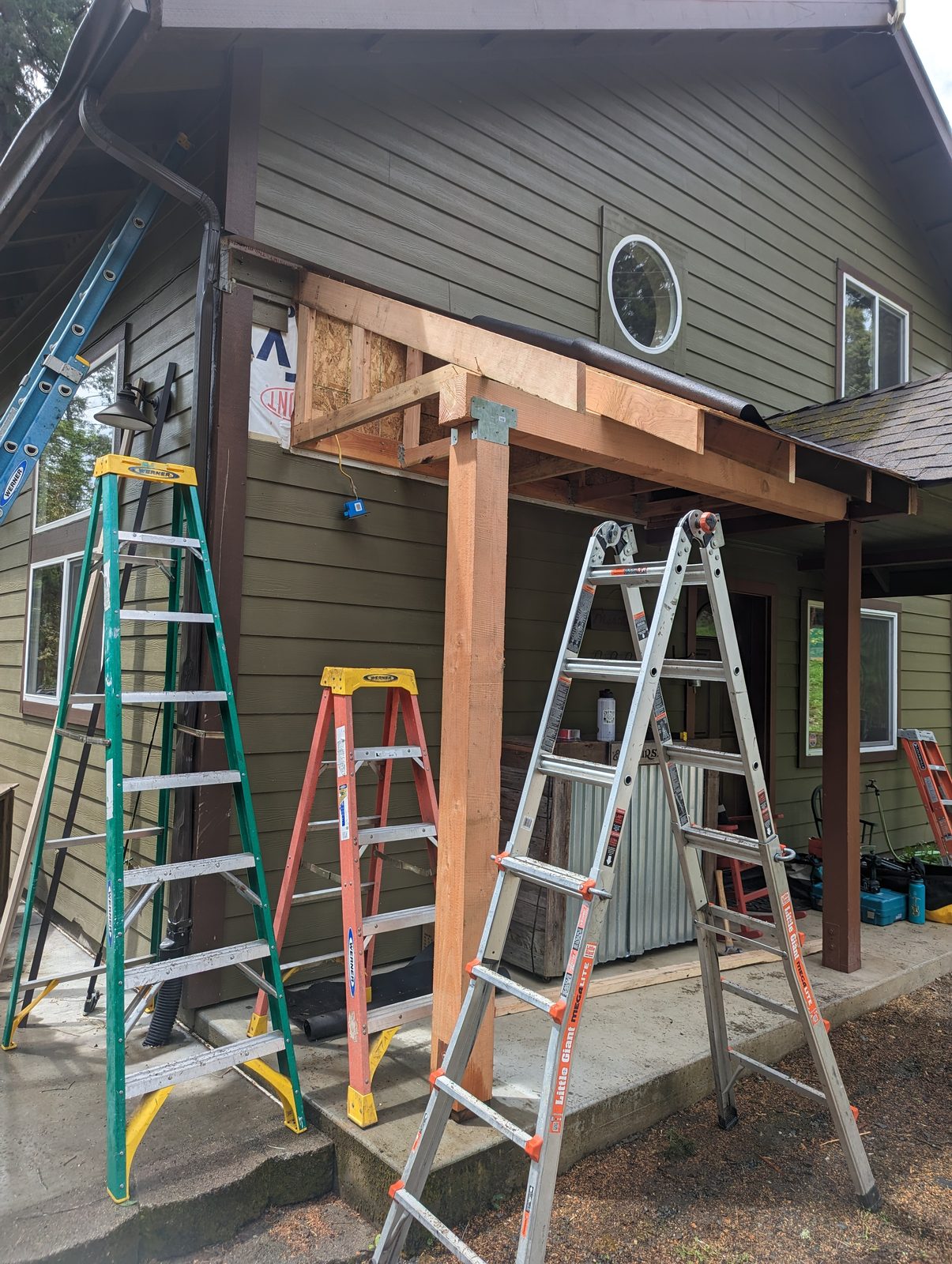 Second-story addition with new framing and siding underway by NorCal Exterior